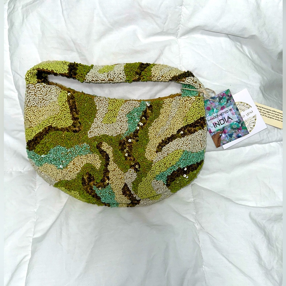 Viral Green Beaded/sequin Bag NWT - Picture 3 of 5